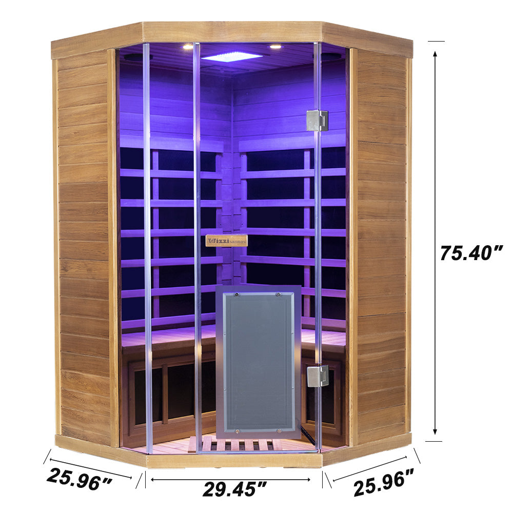 Wizzisaunas S07 2–3 Person Low EMF Infrared Sauna with Red Light Therapy