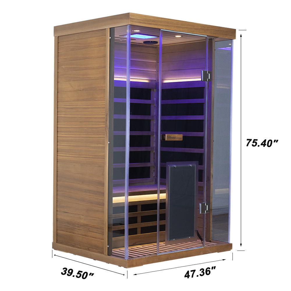 Wizzisaunas S02 2-Person Low EMF Infrared Sauna with Red Light Therapy