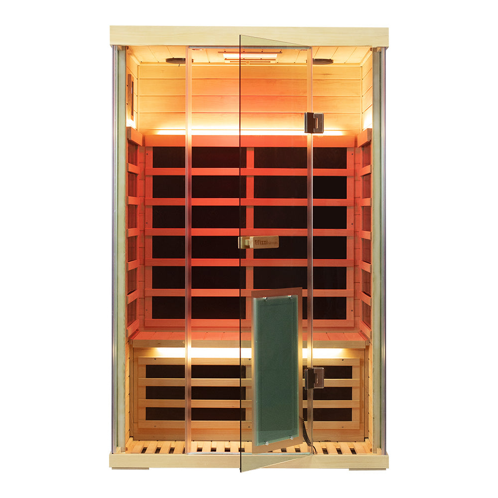 Wizzisaunas S02 2-Person Low EMF Infrared Sauna with Red Light Therapy