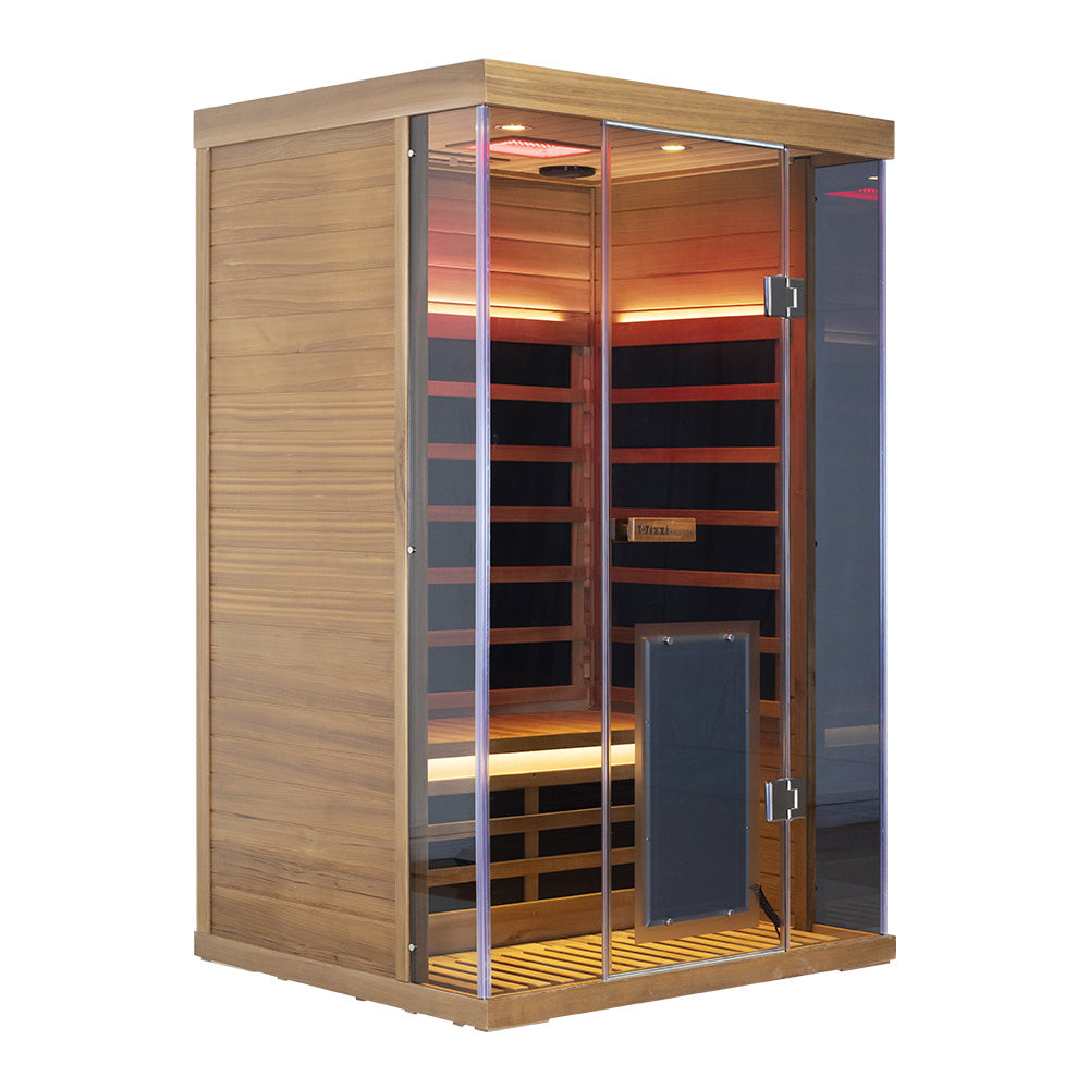 Wizzisaunas S02 2-Person Low EMF Infrared Sauna with Red Light Therapy