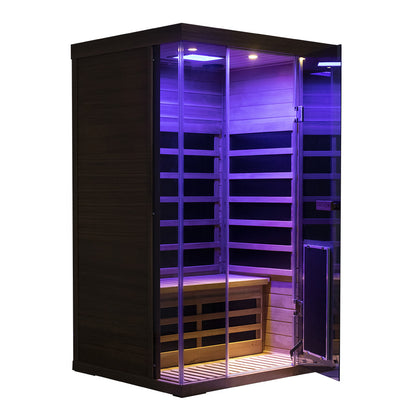 Wizzisaunas S02 2-Person Low EMF Infrared Sauna with Red Light Therapy