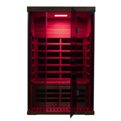 Wizzisaunas S02 2-Person Low EMF Infrared Sauna with Red Light Therapy