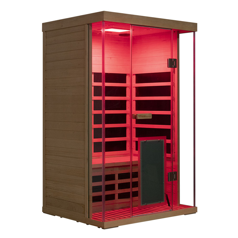 Wizzisaunas S02 2-Person Low EMF Infrared Sauna with Red Light Therapy