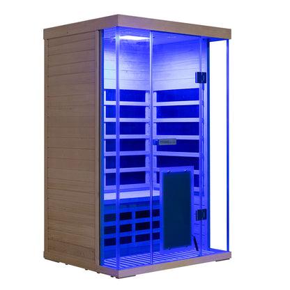 Wizzisaunas S02 2-Person Low EMF Infrared Sauna with Red Light Therapy