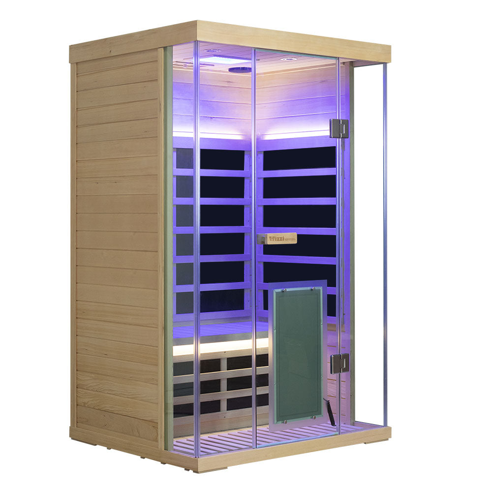 Wizzisaunas S02 2-Person Low EMF Infrared Sauna with Red Light Therapy