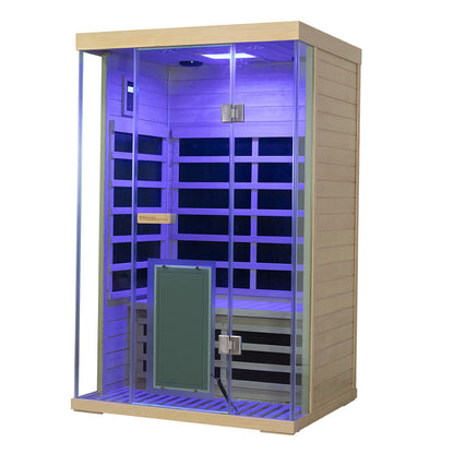 Wizzisaunas S02 2-Person Low EMF Infrared Sauna with Red Light Therapy
