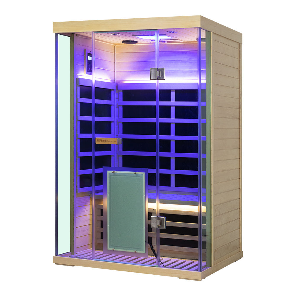Wizzisaunas S02 2-Person Low EMF Infrared Sauna with Red Light Therapy