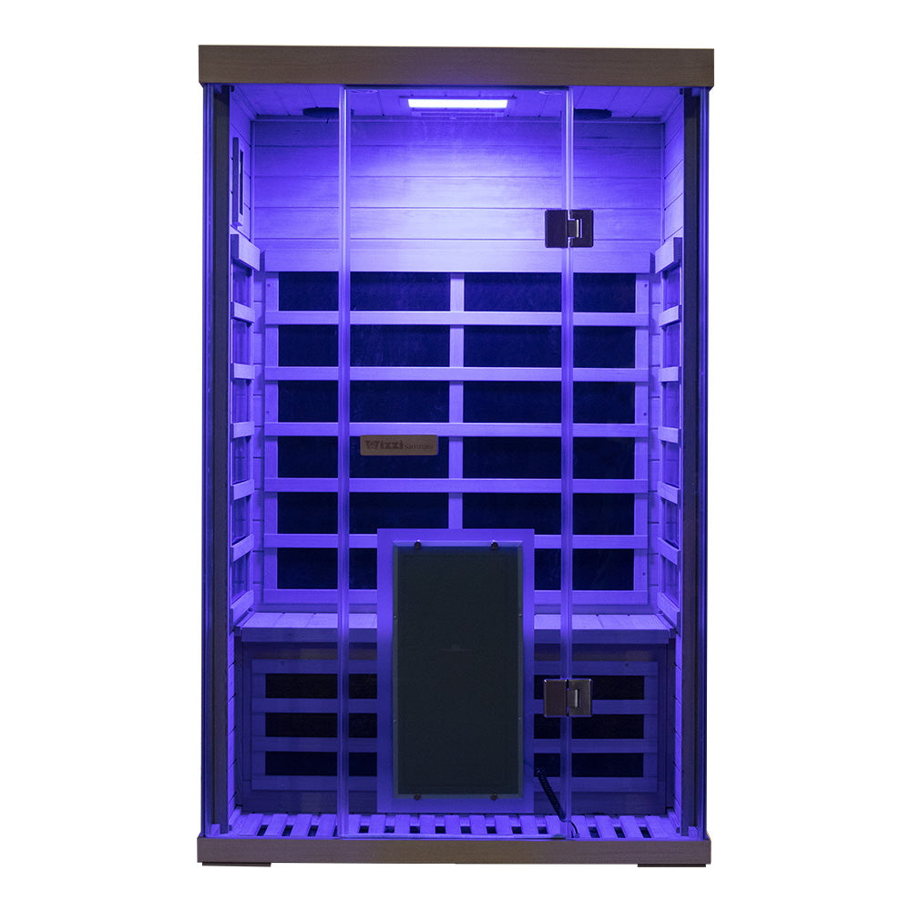 Wizzisaunas S02 2-Person Low EMF Infrared Sauna with Red Light Therapy