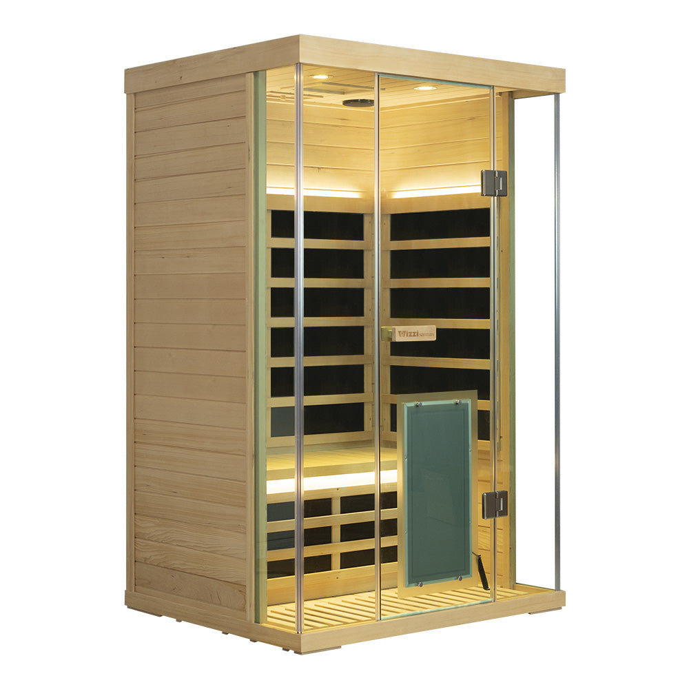 Wizzisaunas S02 2-Person Low EMF Infrared Sauna with Red Light Therapy