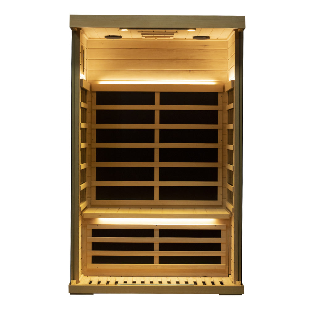 Wizzisaunas S02 2-Person Low EMF Infrared Sauna with Red Light Therapy