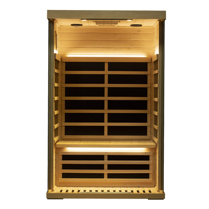 Wizzisaunas S02 2-Person Low EMF Infrared Sauna with Red Light Therapy