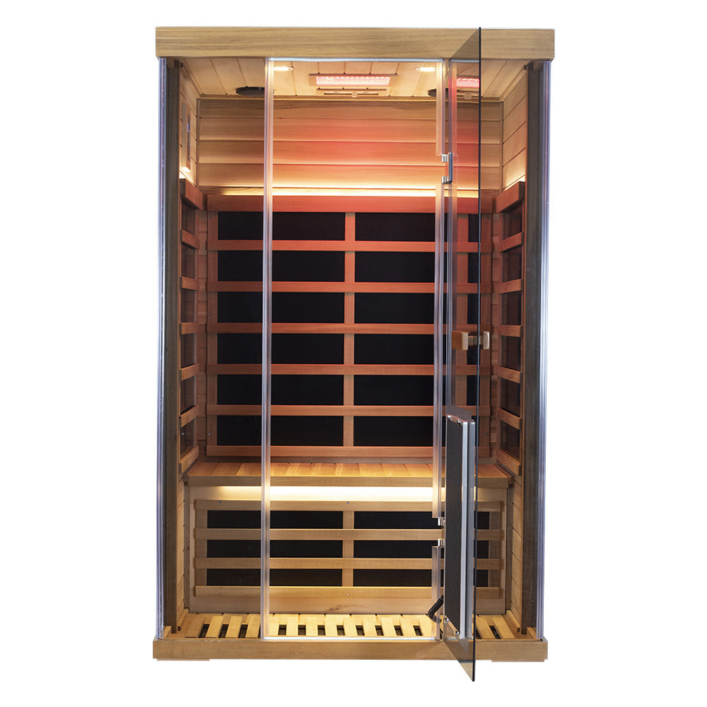 Wizzisaunas S02 2-Person Low EMF Infrared Sauna with Red Light Therapy
