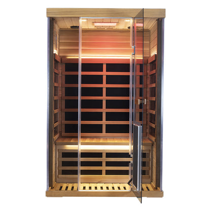 Wizzisaunas S02 2-Person Low EMF Infrared Sauna with Red Light Therapy