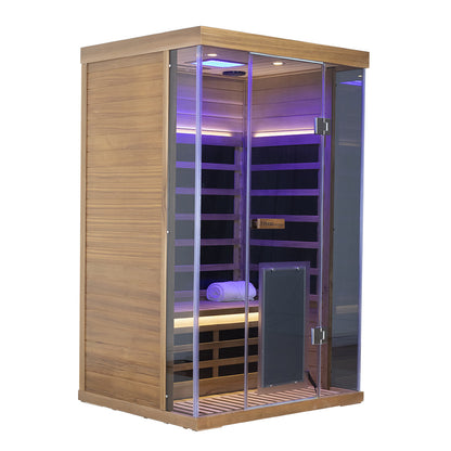 Wizzisaunas S02 2-Person Low EMF Infrared Sauna with Red Light Therapy