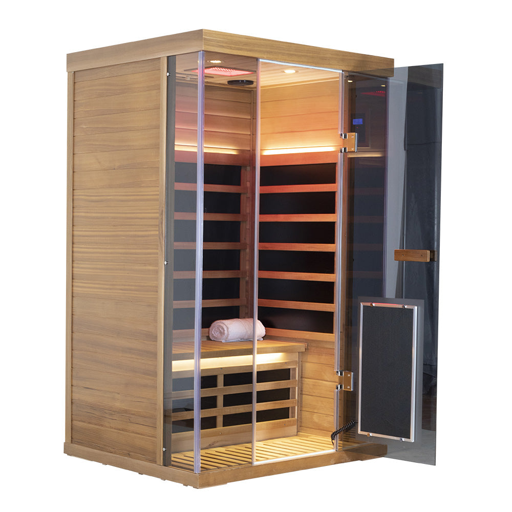 Wizzisaunas S02 2-Person Low EMF Infrared Sauna with Red Light Therapy