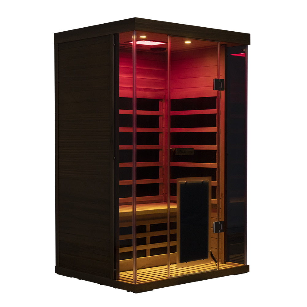 Wizzisaunas S02 2-Person Low EMF Infrared Sauna with Red Light Therapy