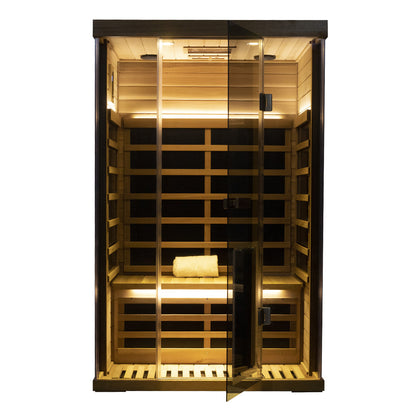 Wizzisaunas S02 2-Person Low EMF Infrared Sauna with Red Light Therapy
