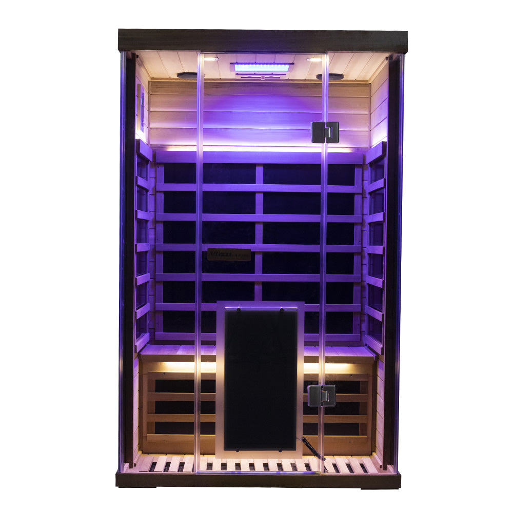 Wizzisaunas S02 2-Person Low EMF Infrared Sauna with Red Light Therapy
