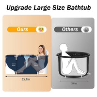 55In Portable Folding Bathtub for Bathroom, Hot Ice Bath Tub for 2 Person , Blue White