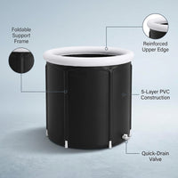 Large Ice Bath Tub Outdoor with Portable Bathtub Athletes Cold Water Therapy Tub Folding Bath Bucket PVC Spa Bathtub — Feature Infographic