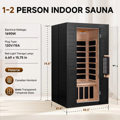 Neptune Full Spectrum Infrared & Red Light Therapy Sauna – 1–2 Person