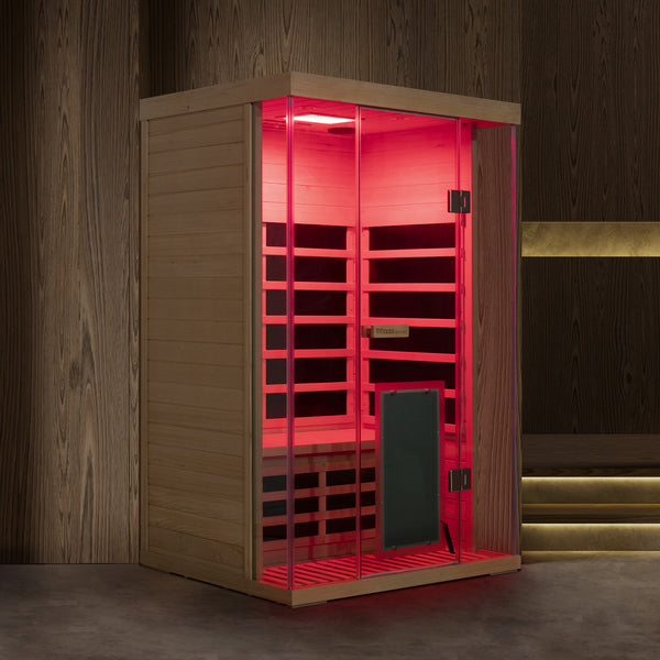 Wizzisaunas S02 2-Person Low EMF Infrared Sauna with Red Light Therapy