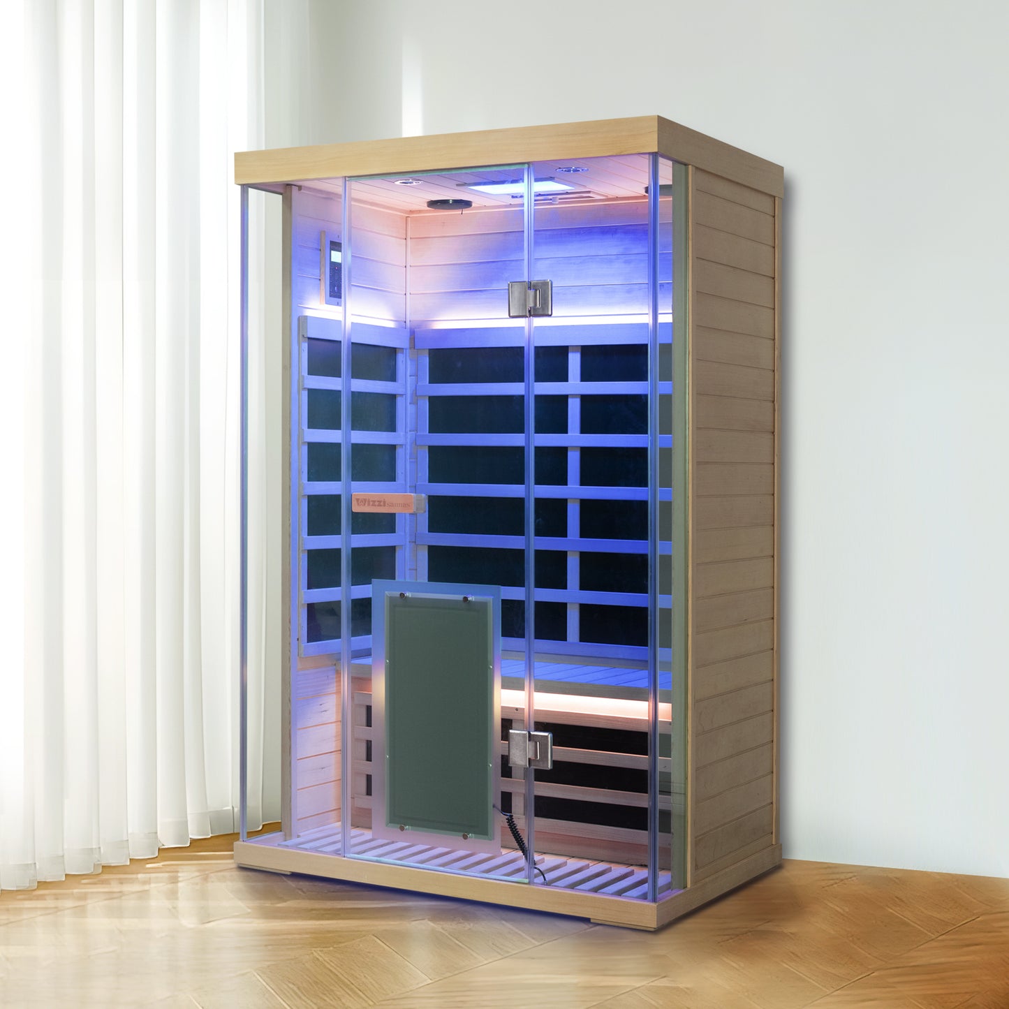 Wizzisaunas S02 2-Person Low EMF Infrared Sauna with Red Light Therapy