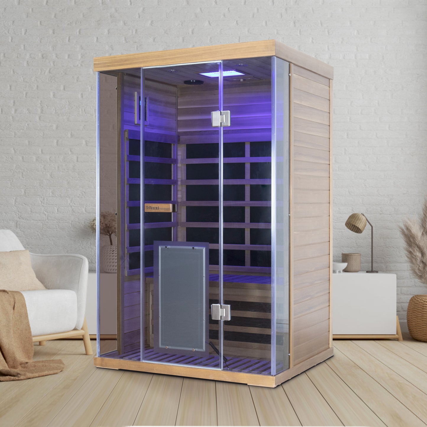 Wizzisaunas S02 2-Person Low EMF Infrared Sauna with Red Light Therapy