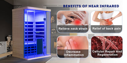 Wizzisaunas S02 2-Person Low EMF Infrared Sauna with Red Light Therapy
