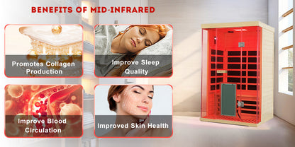 Wizzisaunas S02 2-Person Low EMF Infrared Sauna with Red Light Therapy