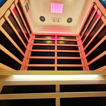Wizzisaunas S02 2-Person Low EMF Infrared Sauna with Red Light Therapy