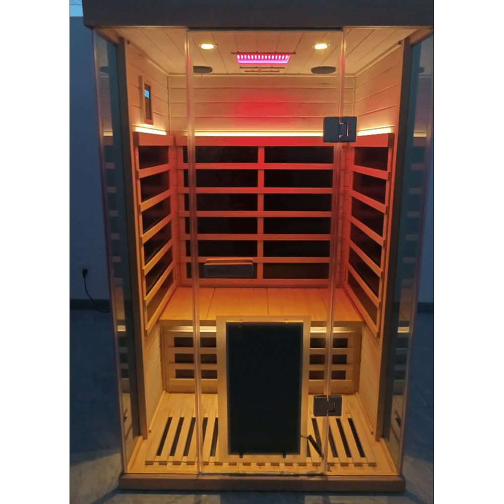 Wizzisaunas S02 2-Person Low EMF Infrared Sauna with Red Light Therapy