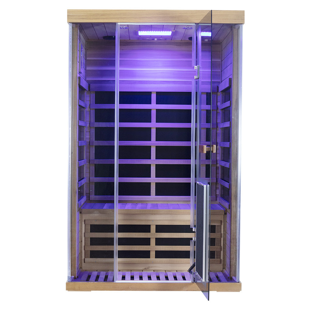 Wizzisaunas S02 2-Person Low EMF Infrared Sauna with Red Light Therapy