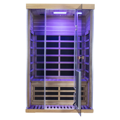 Wizzisaunas S02 2-Person Low EMF Infrared Sauna with Red Light Therapy