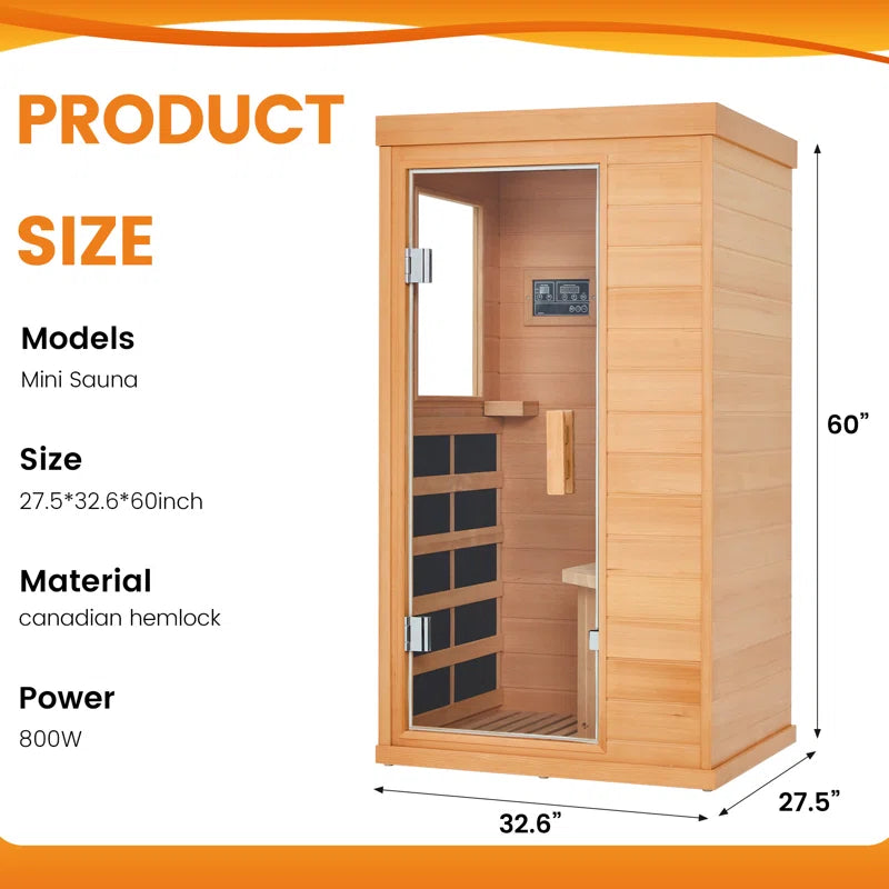 Mini Sauna, Low Emf Far Infrared Sauna, Home Spa Sauna with Bluetooth Speakers