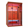 Full Spectrum Infrared Sauna，1-2 Person Home Sauna，Wooden Canadian Hemlock Indoor Spa Sauna with Resonance Speaker, Panoramic Tempered Glass Door