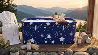 55In Portable Folding Bathtub for Bathroom, Hot Ice Bath Tub for 2 Person , Blue White — Lifestyle
