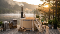 Wood Fired 4-Person to 5-Person 0-Jet Hot Tub and Ice Bath with Internal Stove Pine — Lifestyle
